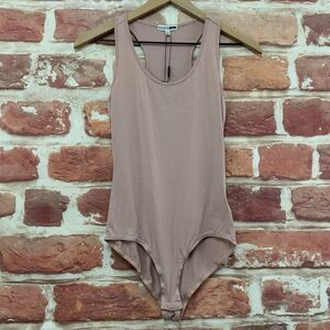 Fashion Nova Bodysuit Women's Large Dusty Pink Casual Snap Button Sleeveless